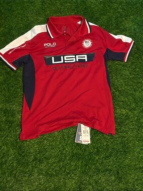 NWT Polo by Ralph Lauren Kids USA Olympic Team Red Polo Shirt Large